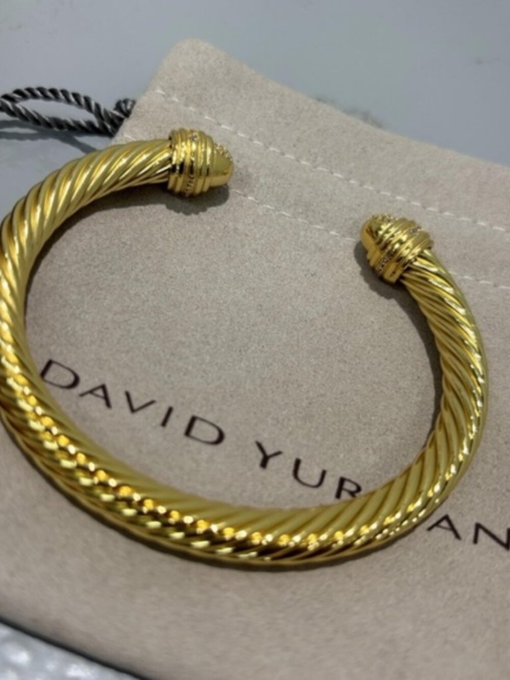 David Yurman Twisted Gold Bracelet with Silver Accents 7mm